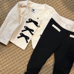 Janie and Jack black and cream cardi and pant set